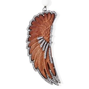 Tea Dyed Bone & Diamond Feather on White Coral